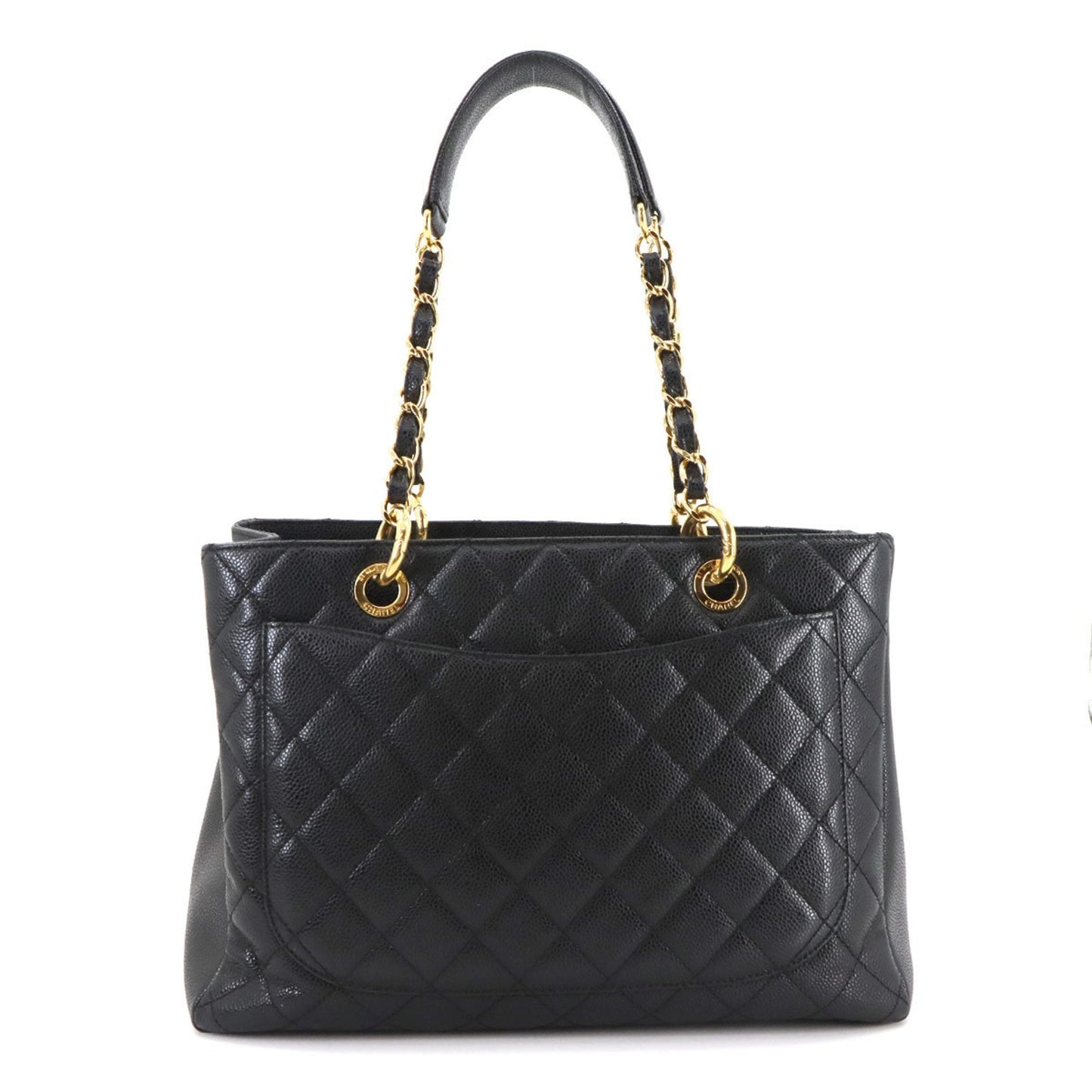 Chanel Matelasse Grand Chain Tote Bag Gst Caviar Leather Black A50995
