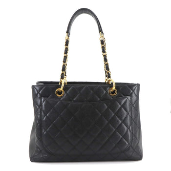 Chanel Matelasse Grand Chain Tote Bag Gst Caviar Leather Black A50995