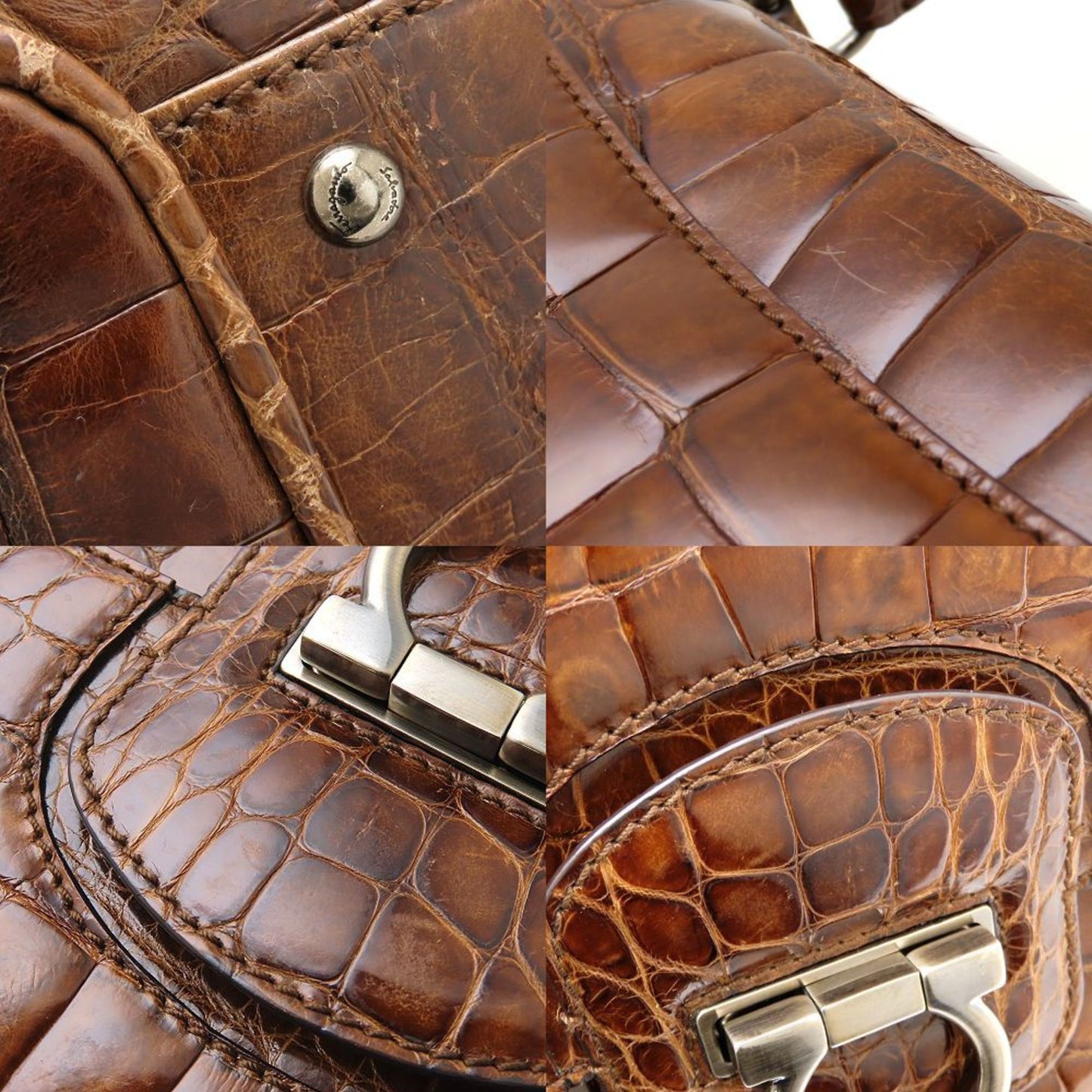 Salvatore Ferragamo Gancini Handbag In Embossed Leather