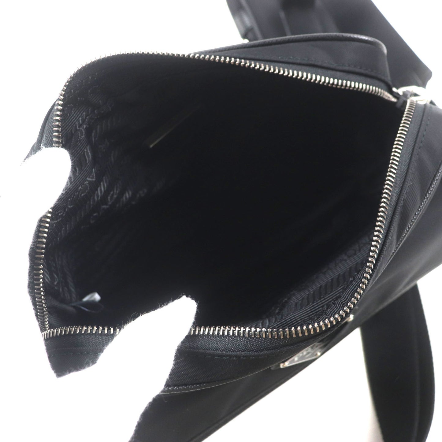 Prada 2Vh133 Re-Nylon Saffiano Leather Shoulder Bag With Triangle Logo And Plaque