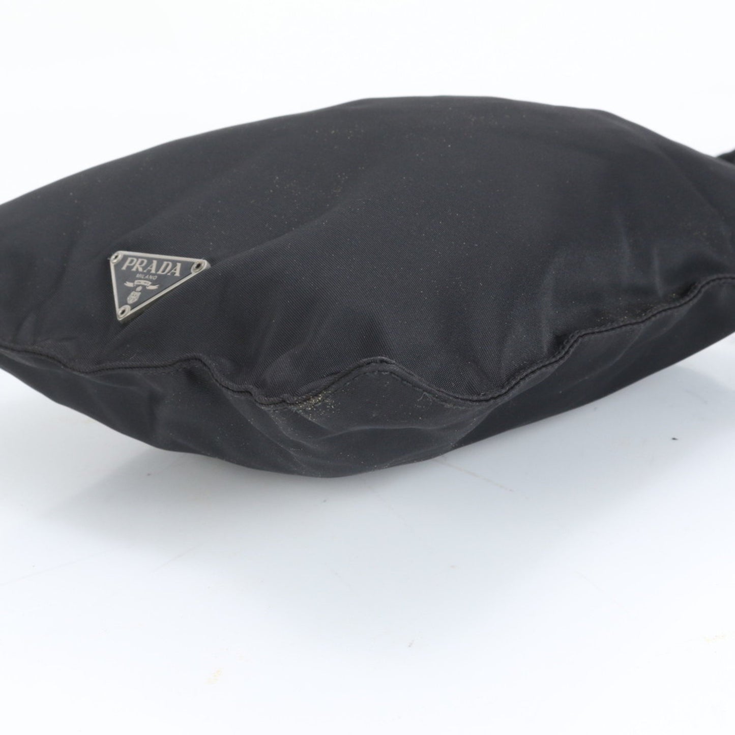 Prada Tessuto Nylon Triangle Logo Leather Shoulder Bag Messenger Black