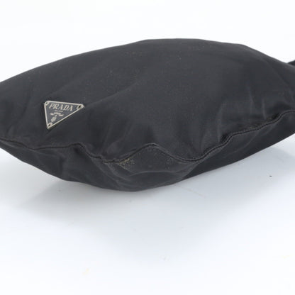 Prada Tessuto Nylon Triangle Logo Leather Shoulder Bag Messenger Black