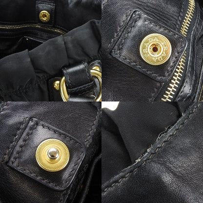 Prada Handbag Shoulder Nylon Leather Black