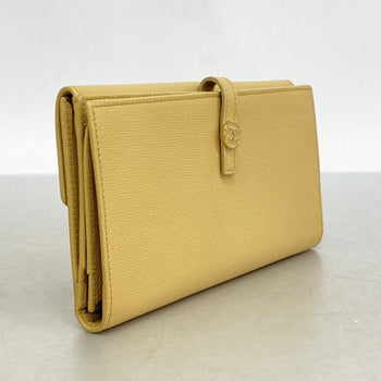 Chanel Coco Button Leather Long Wallet Beige