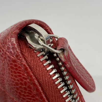 Chanel Wallet/Coin Case Matelasse Caviar Leather Red