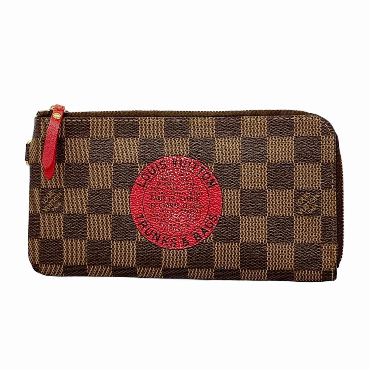 Louis Vuitton Damier T&B Complisse Portefeuille Long Wallet N61740 Red Ebene