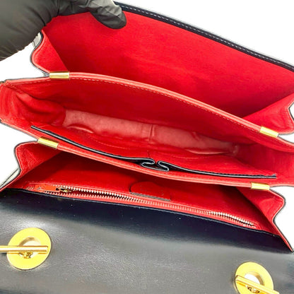 Celine Circle Logo Carriage Calf Leather Handbag/Mini Tote Bag Navy D97-2