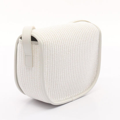 Celine Folco Cuir Triomphe Shoulder Bag Leather Straw