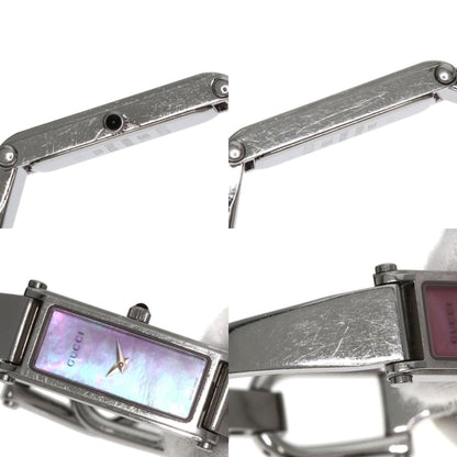 Gucci 1500L Square Face Bangle Pink Shell Watch Stainless Steel/Ss