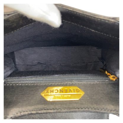 Givenchy Vintage Circle Logo Black Gold Hardware Leather Handbag