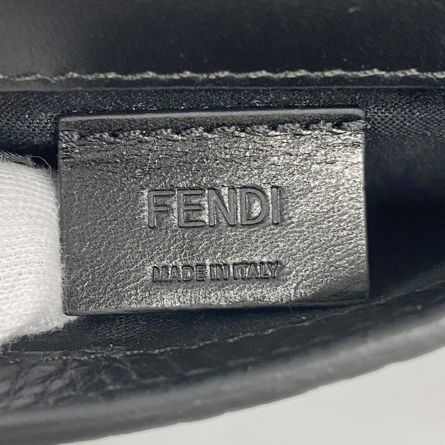 Fendi Pochette Micro Flat Bucket Leather Black