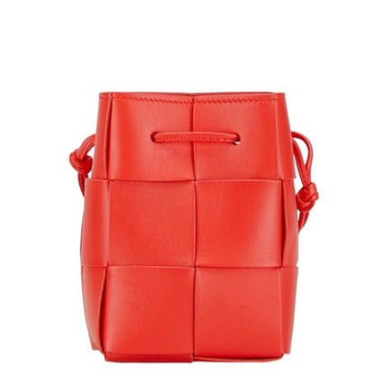 Bottega Veneta Maxi Intrecciato Small Cassette Bag Handbag Red Leather