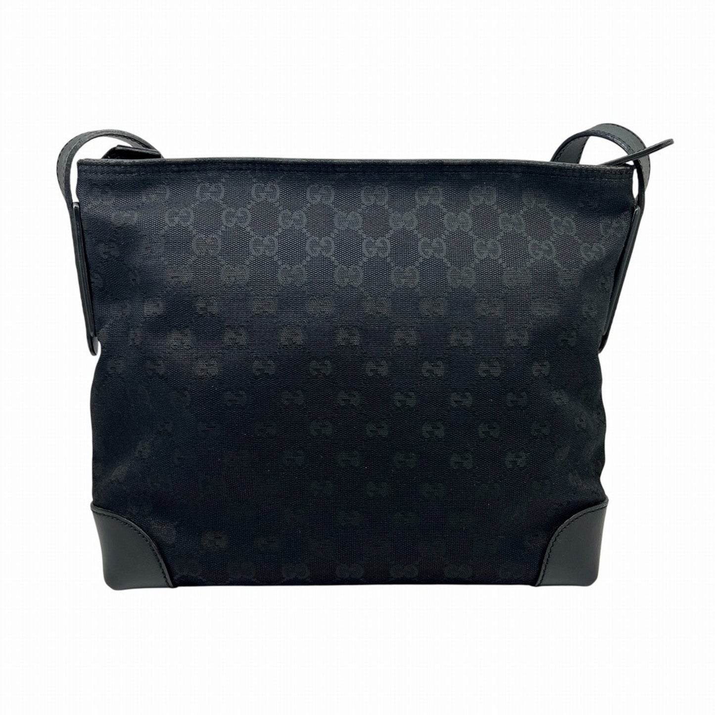 Gucci Shoulder Bag 337598 Gg Canvas Sherry Line Black Leather