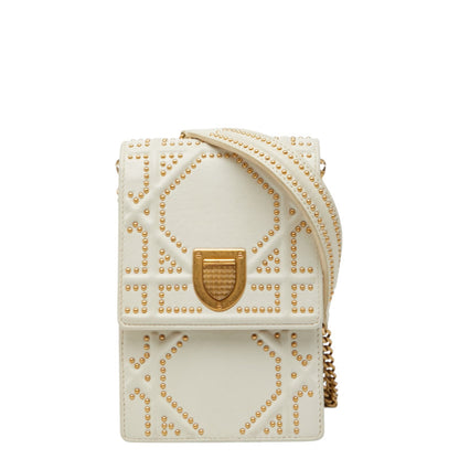 Christian Dior Dior Diorama Stud Chain Shoulder Bag In White