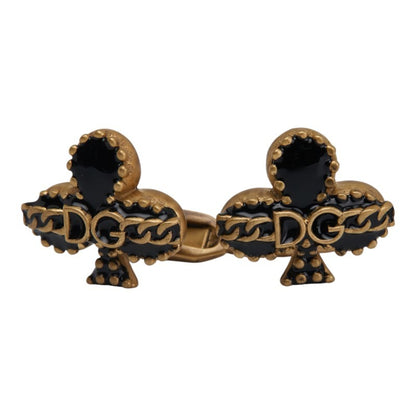 Dolce & Gabbana Dg Logo Clover Chain Motif Cufflinks In Gold