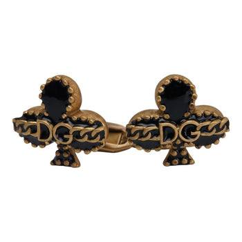 Dolce & Gabbana Dg Logo Clover Chain Motif Cufflinks In Gold
