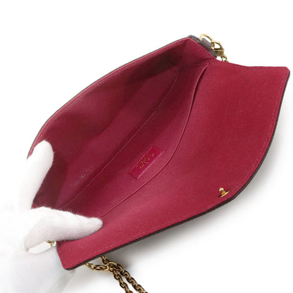Louis Vuitton Monogram Felicie Pochette Chain Wallet In Brown Fuchsia