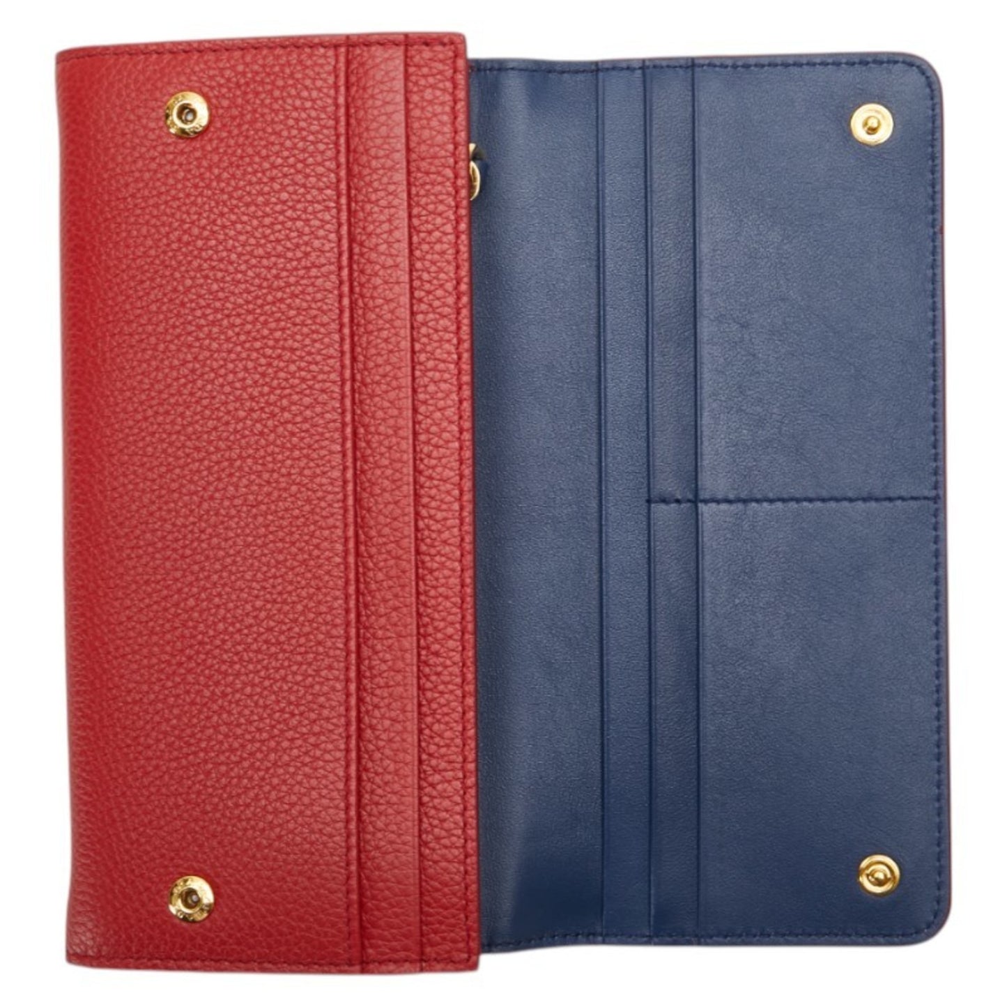 Prada Vitello Dino Long Wallet 1Mh132 Red Calfskin Leather