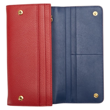 Prada Vitello Dino Long Wallet 1Mh132 Red Calfskin Leather