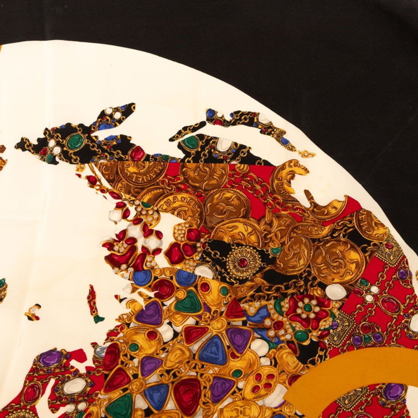 Chanel Coco Mark Jewelry Motif Scarf Muffler In Beige