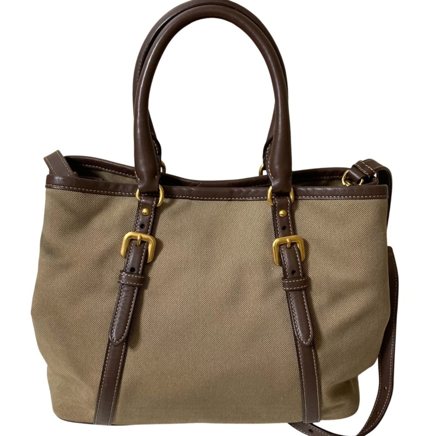 Prada Prada Canvas 2-Way Tote Bag/Handbag Bn1841 Khaki Brown