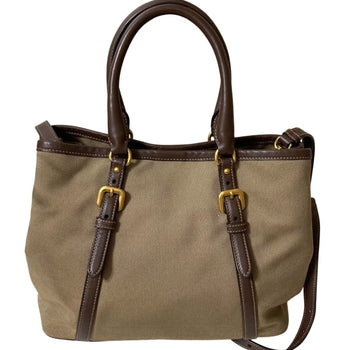 Prada Prada Canvas 2-Way Tote Bag/Handbag Bn1841 Khaki Brown
