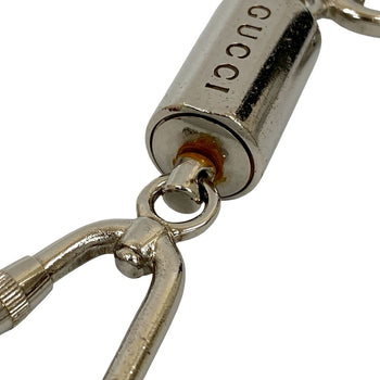 Gucci Gucci Logo Engraved Metal Keychain Key Ring Carabiner Silver 24741