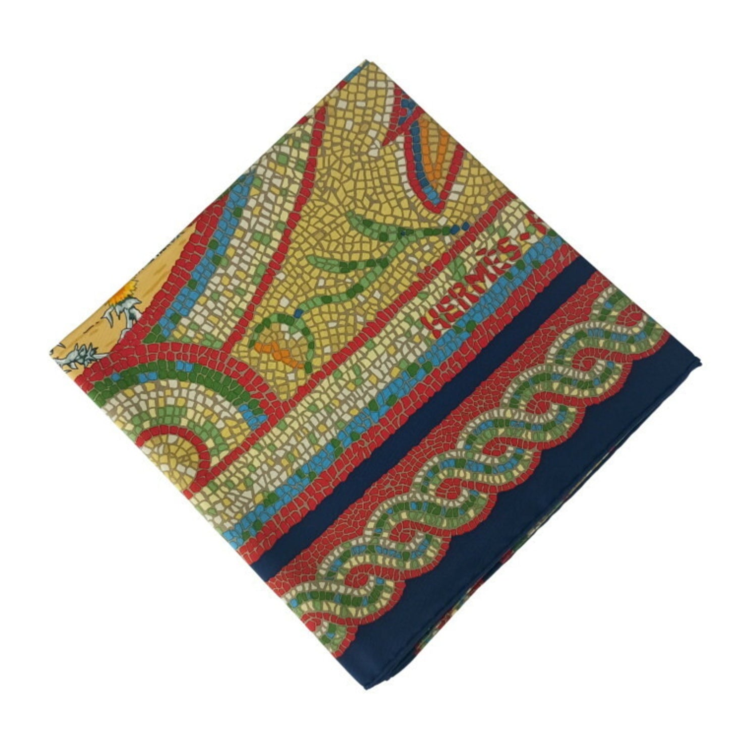 Hermes Scarf/Muffler Carr 90 Sous Le Cedre Multicolor Silk