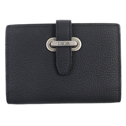 Christian Dior Dior 2Llch187Ken Dior Normandie Logo Leather Card Holder/Card Case In Black With