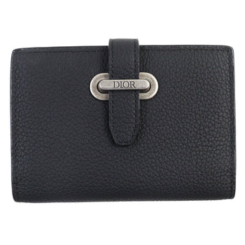 Christian Dior Dior 2Llch187Ken Dior Normandie Logo Leather Card Holder/Card Case In Black With