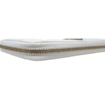 Chanel 19 Round Zipper Matelasse Cc Mark Ap1063 Long Wallet Leather White 083407