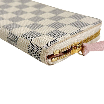 Louis Vuitton Louis Vuitton Long Wallet Portefeuille Clemence Damier Azur Round Zipper Canvas