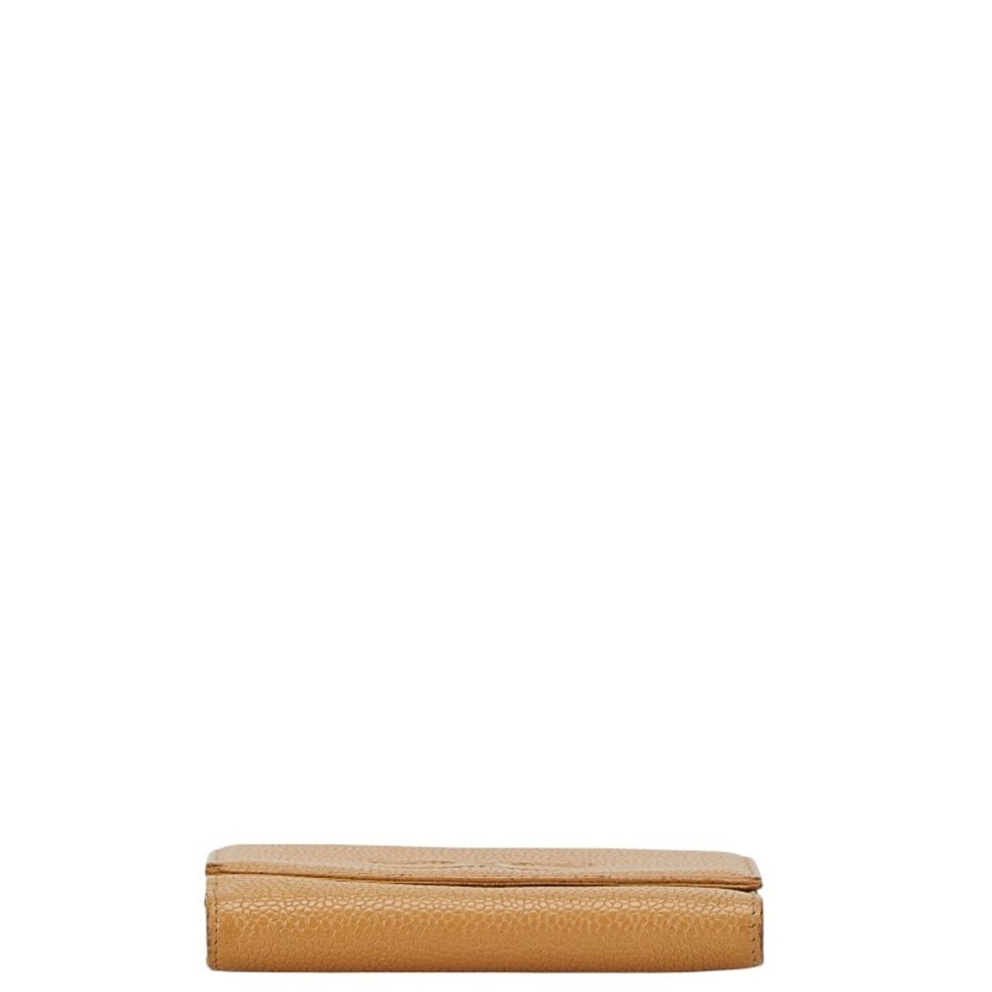 Chanel Coco Mark Double Hook Bifold Wallet Beige Caviar Leather