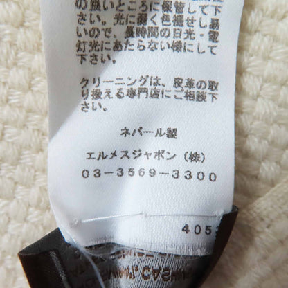 Hermes 100% Cashmere And Lamb Leather Scarf With Tag Fringe