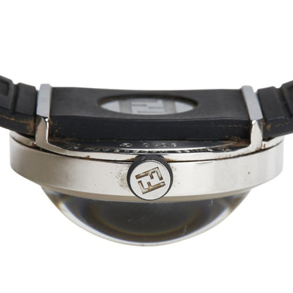 Fendi Bousra Watch 8010G Quartz Movement Black Dial Stainless Steel Rubber