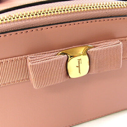 Salvatore Ferragamo Vara Bow Handbag 22E004 Pink Leather Shoulder Bag Pochette