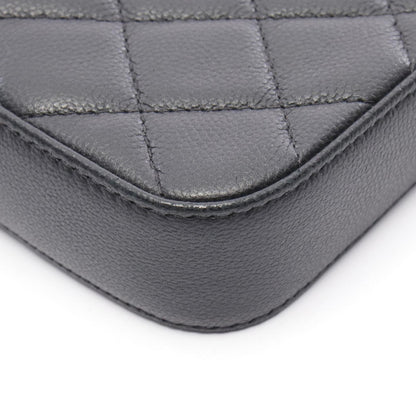 Chanel Double Zip Shoulder Bag In Grained Calfskin Leather