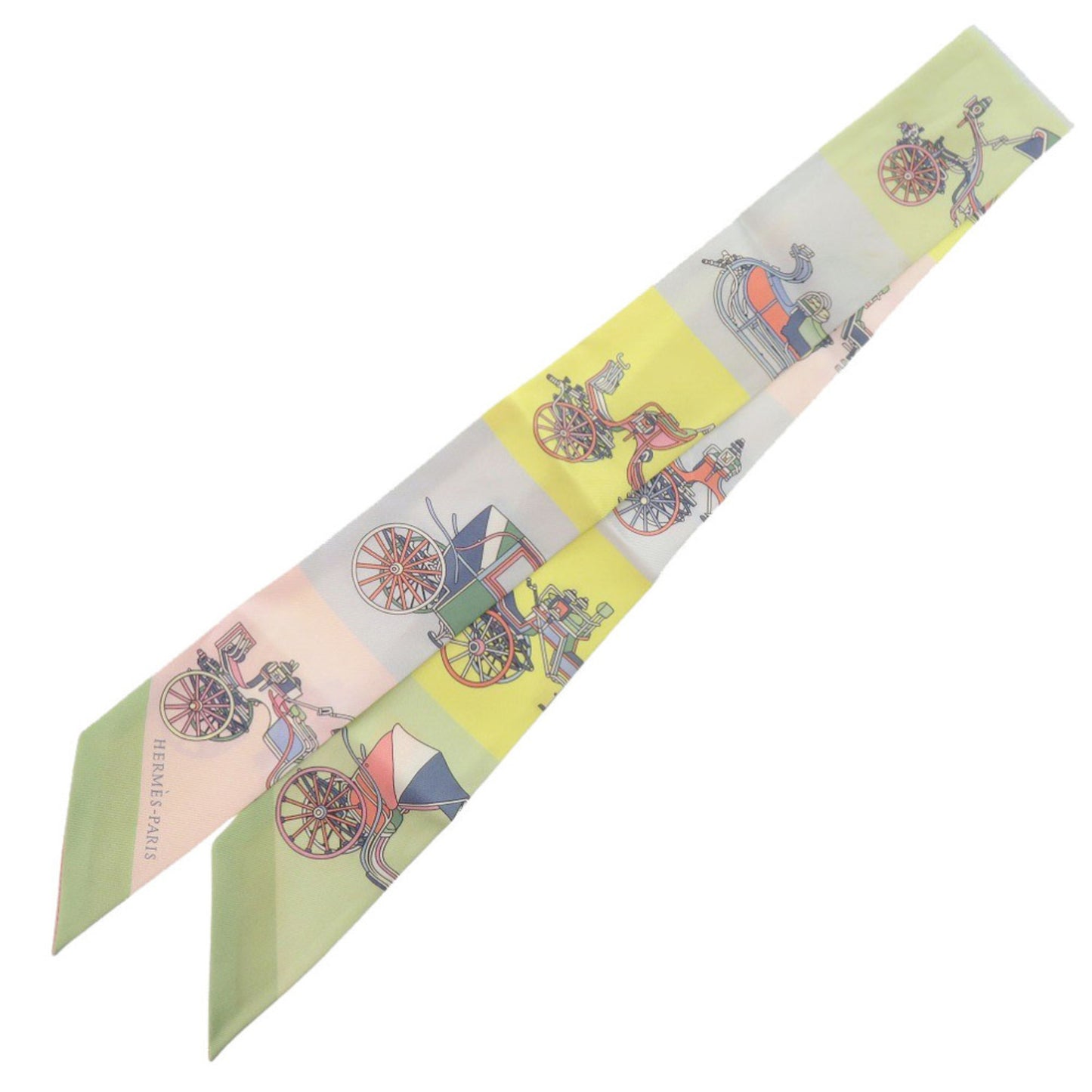 Herms Twilly Voitures Exquises Elaborate Carriage Silk Multicolor Scarf Muffler 0142 Hermes