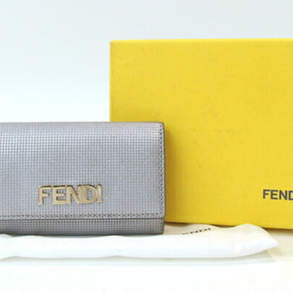 Fendi 6-Ring Key Case 8Ap079 Silver Leather