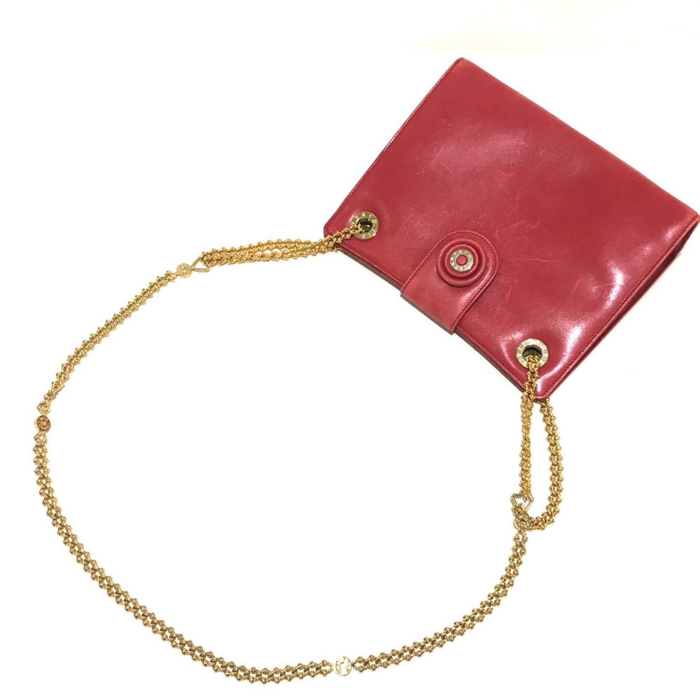 Tiffany&Co. Vintage Bag Pochette Chainshoulder Shoulder Bag Red Red Goldhardware