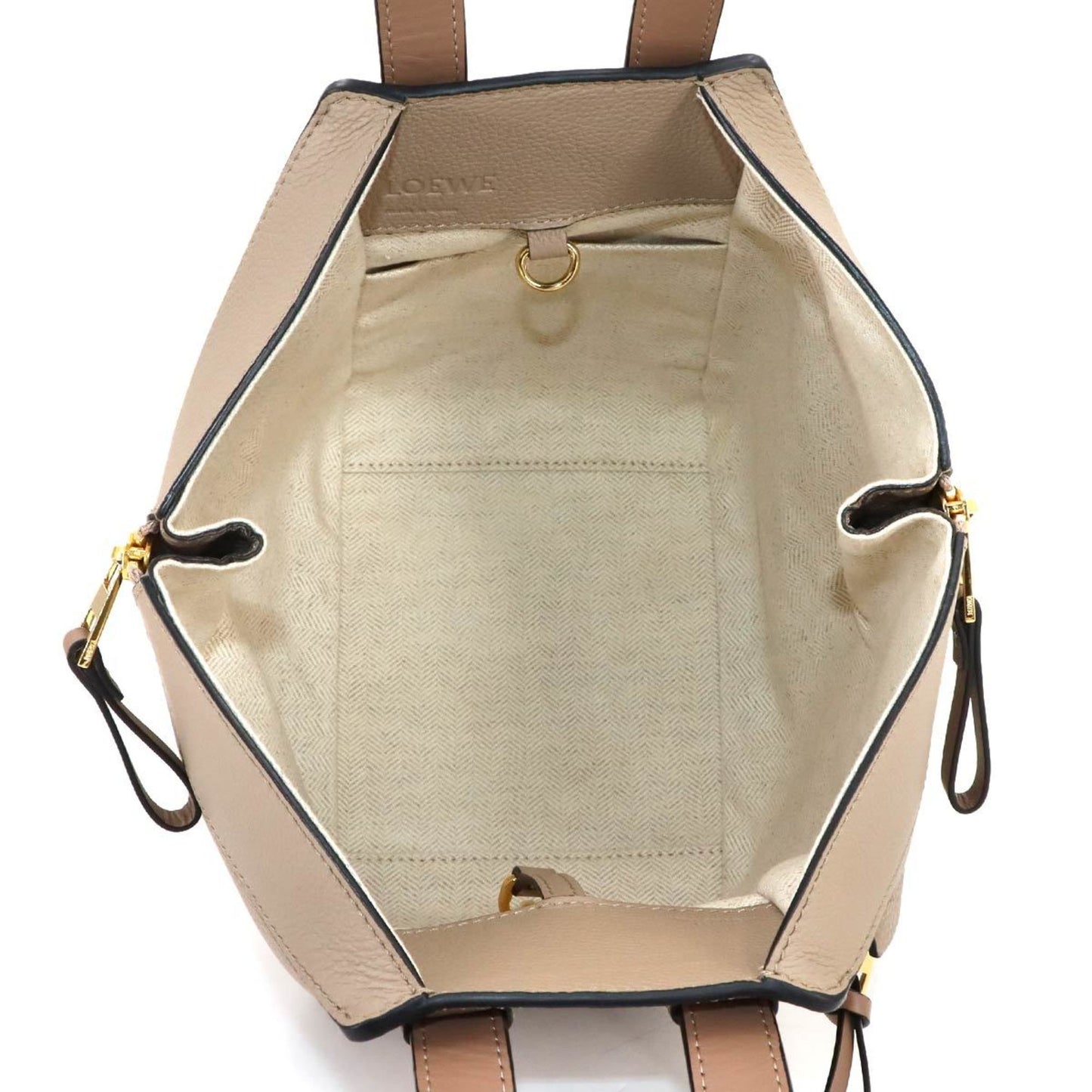 Loewe Hammock Compact 2-Way Hand/Shoulder Bag In Beige Leather