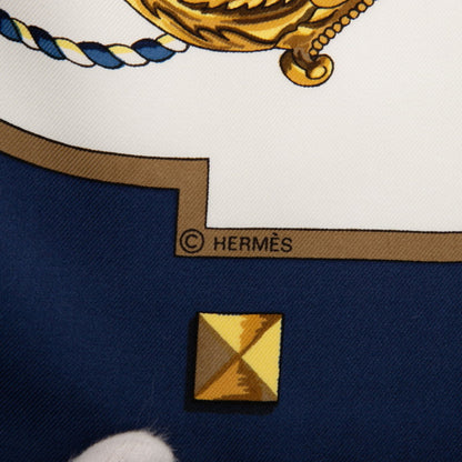 Hermes Herms Carr 90 Les Cles Key Scarf Muffler In Blue