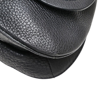 Prada Triangle Logo Plate One-Shoulder Bag Black Leather