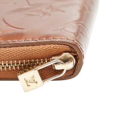 Louis Vuitton Monogram Vernis Bloom Round Bi-Fold Wallet M91152 Bronze Brown Patent Leather