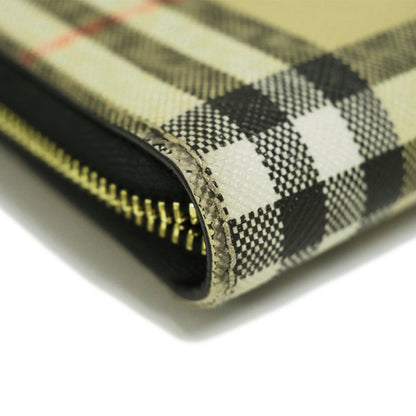 Burberry Check Round Long Wallet Pvc Leather
