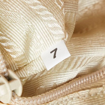 Prada Chain Shoulder Bag B4590 Beige Lino Leather Nylon