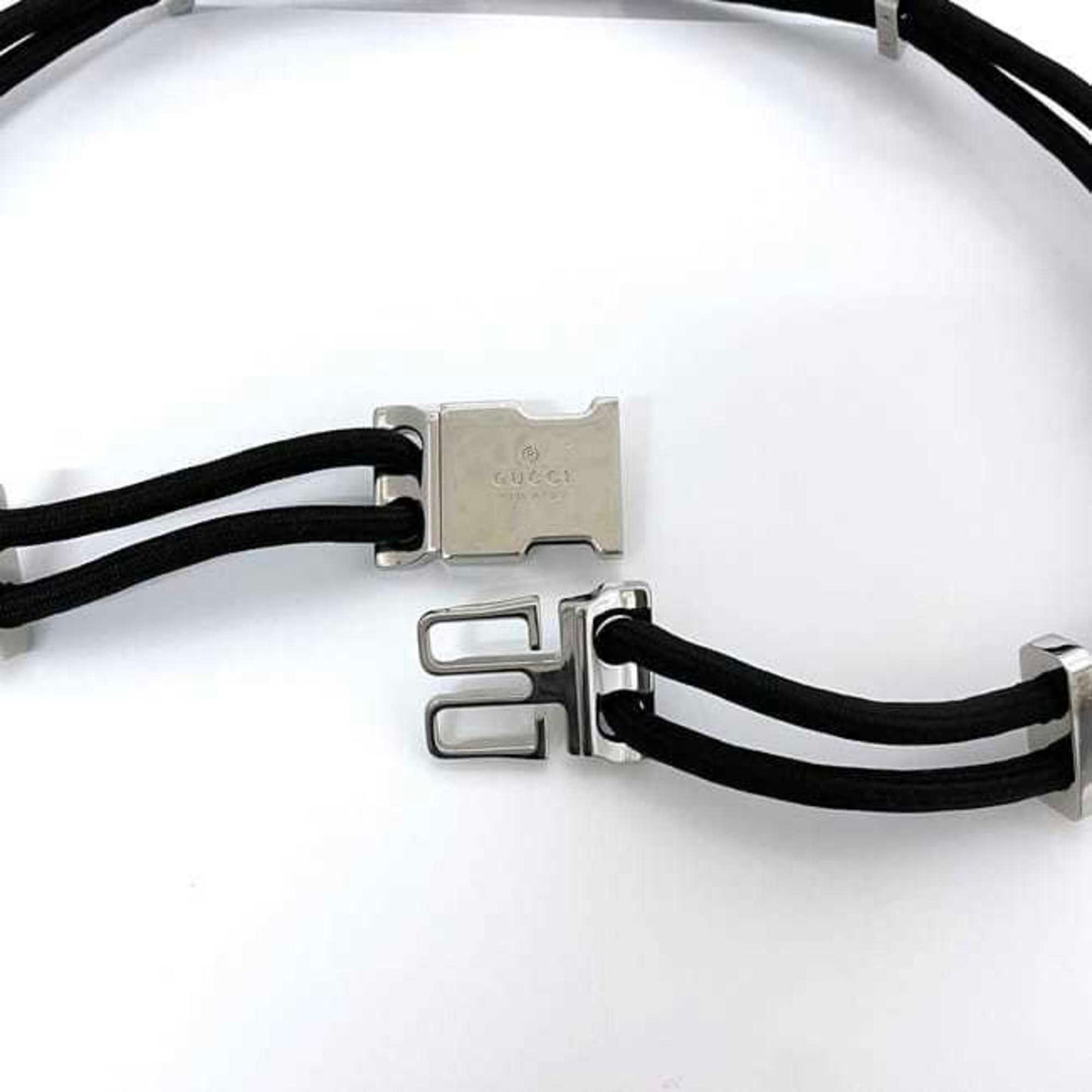 Gucci Wire Belt Ec-23105 Black 83Cm Polyester Metal Gucci Waist Buckle Double