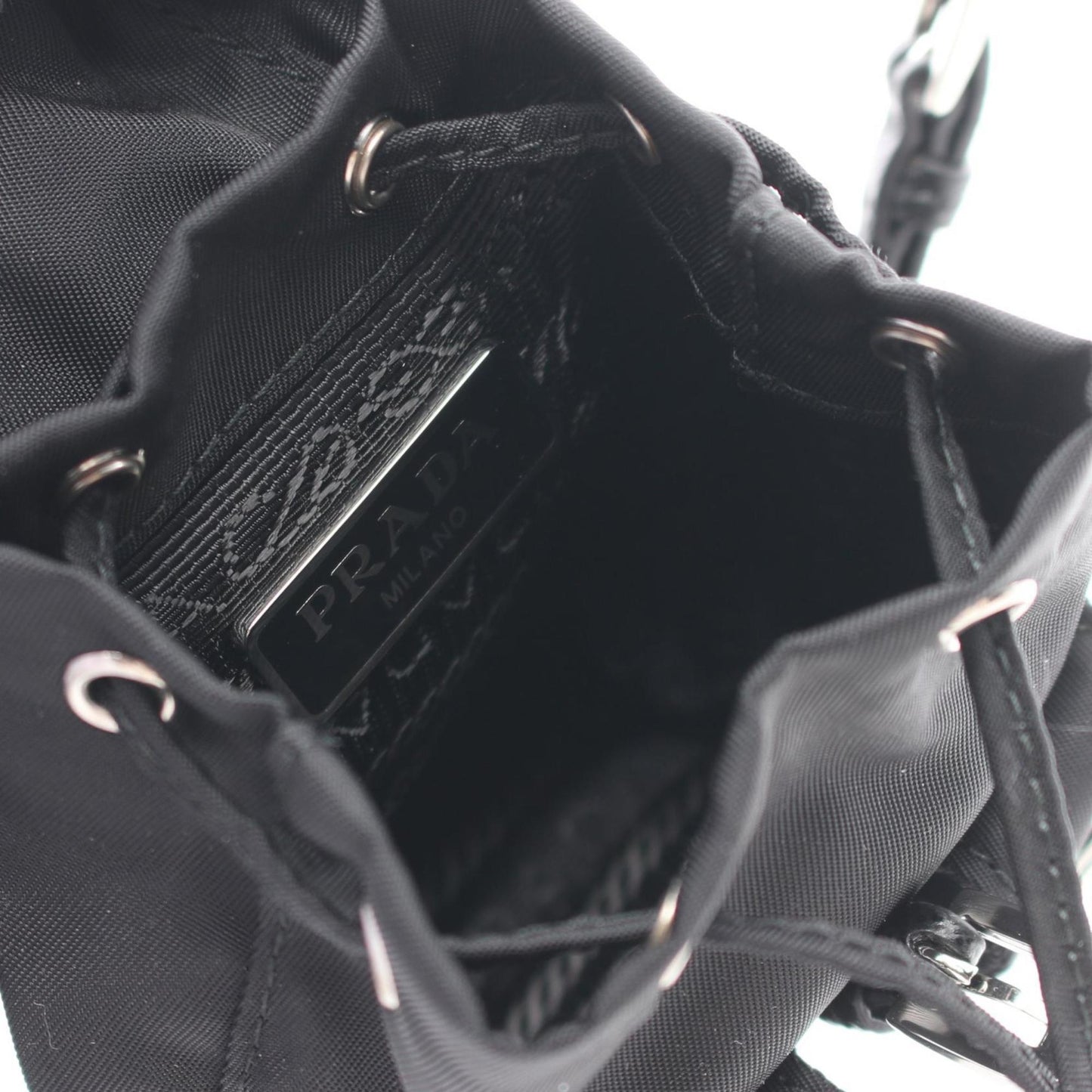 Prada Tessuto Travel Charm Nylon Saffiano Leather