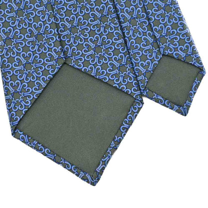 Hermes Hermes Tie Pattern 100% Silk Light Blue Green