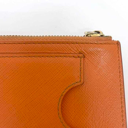 Salvatore Ferragamo Coin Case Ec-23091 Orange Gancini Leather Gj-22B956